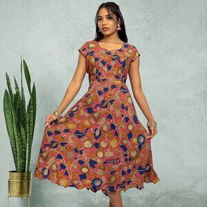 Pink Knee-Length Dress | Tranquil Threads | Muvvas Boutique